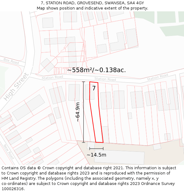 7, STATION ROAD, GROVESEND, SWANSEA, SA4 4GY: Plot and title map