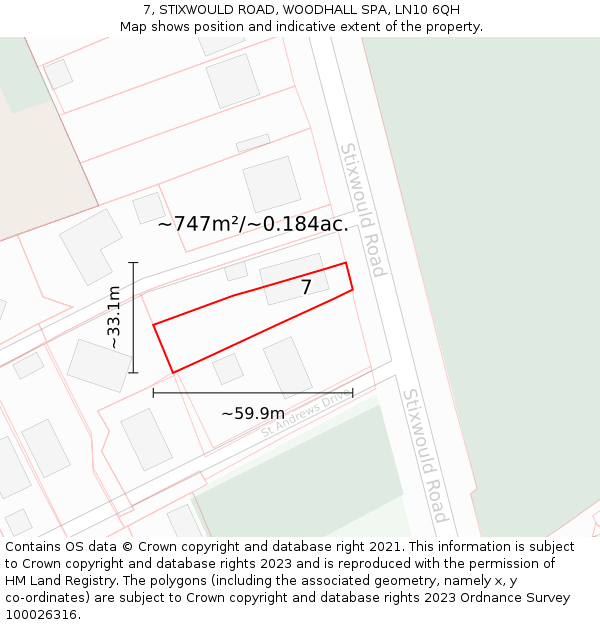 7, STIXWOULD ROAD, WOODHALL SPA, LN10 6QH: Plot and title map