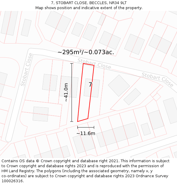 7, STOBART CLOSE, BECCLES, NR34 9LT: Plot and title map