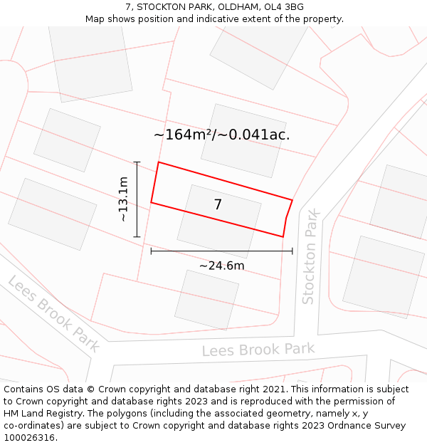 7, STOCKTON PARK, OLDHAM, OL4 3BG: Plot and title map