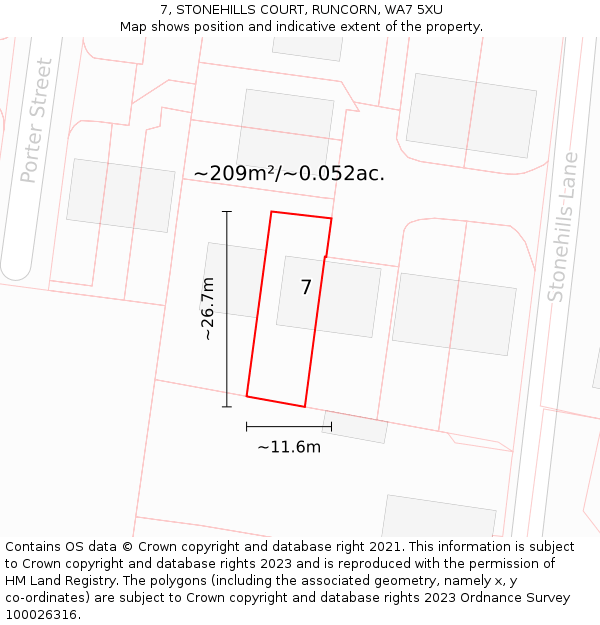 7, STONEHILLS COURT, RUNCORN, WA7 5XU: Plot and title map