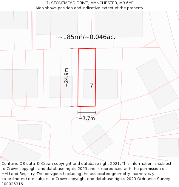 7, STONEMEAD DRIVE, MANCHESTER, M9 6AF: Plot and title map