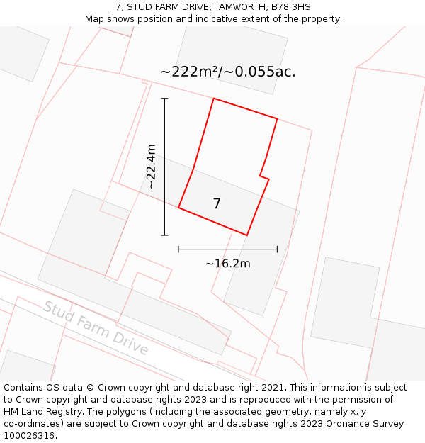 7, STUD FARM DRIVE, TAMWORTH, B78 3HS: Plot and title map