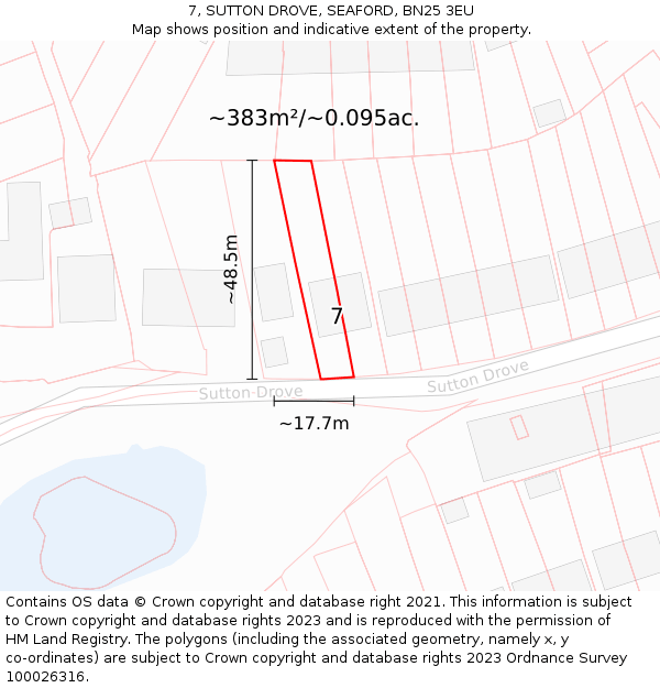 7, SUTTON DROVE, SEAFORD, BN25 3EU: Plot and title map