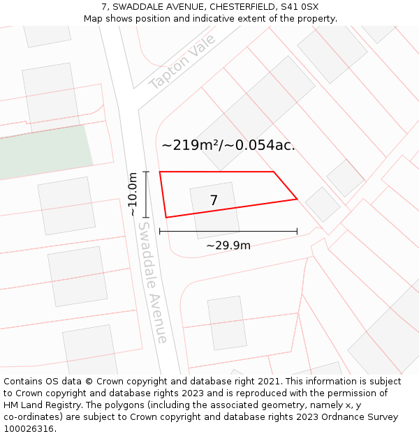 7, SWADDALE AVENUE, CHESTERFIELD, S41 0SX: Plot and title map