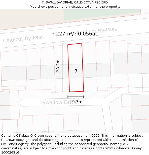 7, SWALLOW DRIVE, CALDICOT, NP26 5RD: Plot and title map