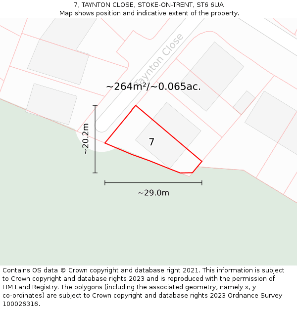 7, TAYNTON CLOSE, STOKE-ON-TRENT, ST6 6UA: Plot and title map