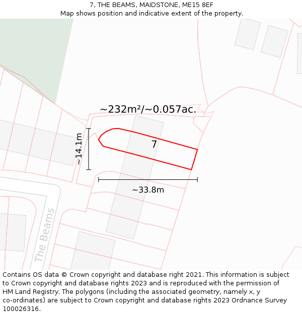 7, THE BEAMS, MAIDSTONE, ME15 8EF: Plot and title map