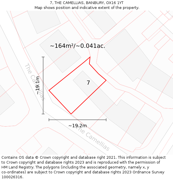 7, THE CAMELLIAS, BANBURY, OX16 1YT: Plot and title map