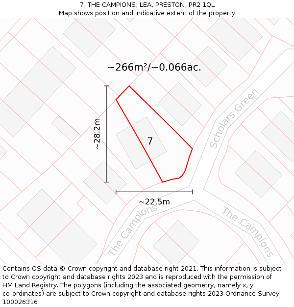 7, THE CAMPIONS, LEA, PRESTON, PR2 1QL: Plot and title map