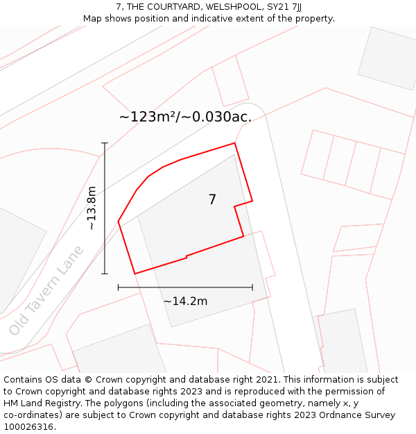 7, THE COURTYARD, WELSHPOOL, SY21 7JJ: Plot and title map