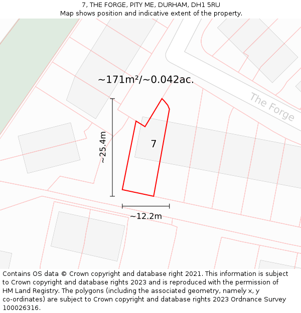 7, THE FORGE, PITY ME, DURHAM, DH1 5RU: Plot and title map