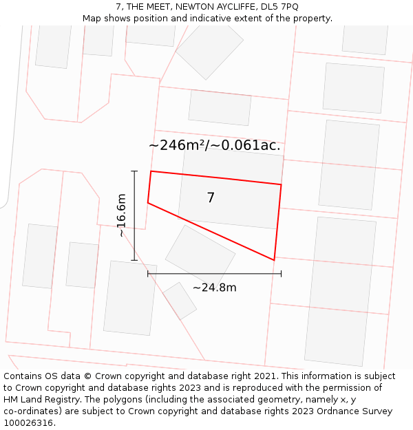 7, THE MEET, NEWTON AYCLIFFE, DL5 7PQ: Plot and title map