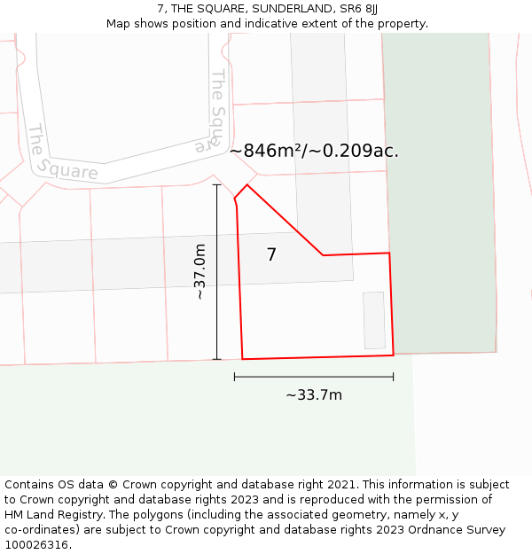 7, THE SQUARE, SUNDERLAND, SR6 8JJ: Plot and title map