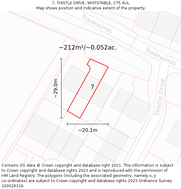 7, THISTLE DRIVE, WHITSTABLE, CT5 4UL: Plot and title map