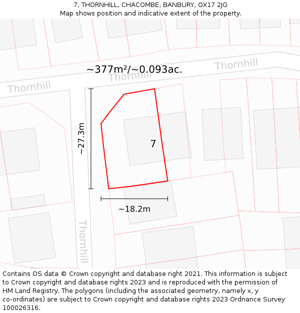 7, THORNHILL, CHACOMBE, BANBURY, OX17 2JG: Plot and title map