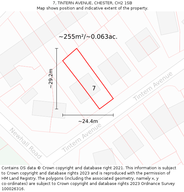 7, TINTERN AVENUE, CHESTER, CH2 1SB: Plot and title map