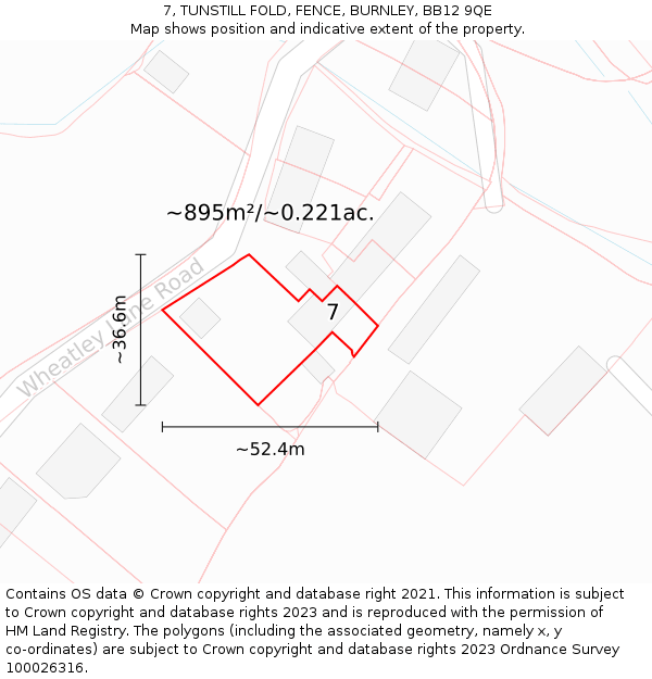 7, TUNSTILL FOLD, FENCE, BURNLEY, BB12 9QE: Plot and title map