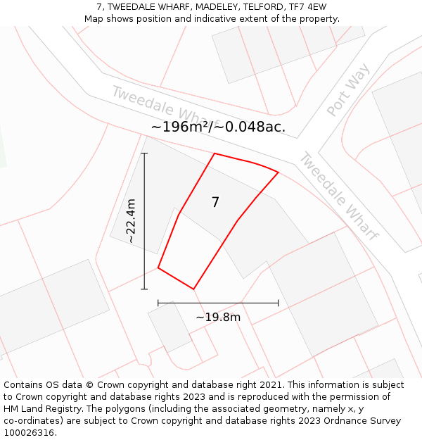 7, TWEEDALE WHARF, MADELEY, TELFORD, TF7 4EW: Plot and title map