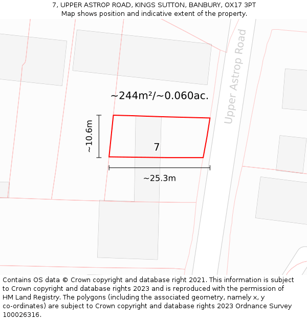 7, UPPER ASTROP ROAD, KINGS SUTTON, BANBURY, OX17 3PT: Plot and title map