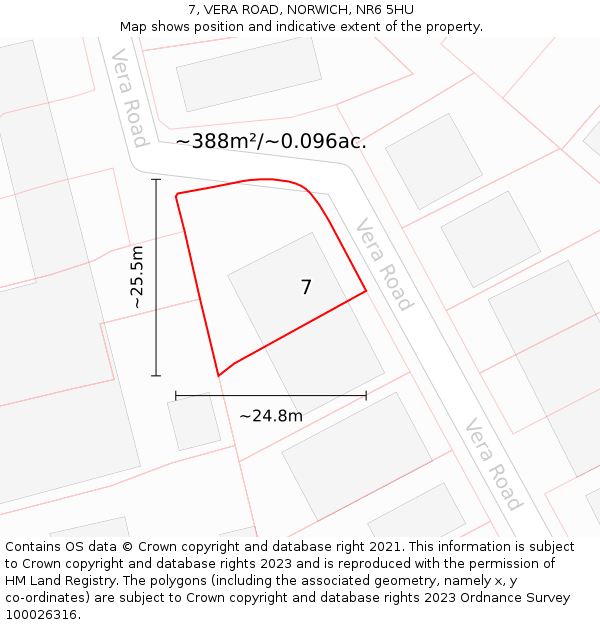 7, VERA ROAD, NORWICH, NR6 5HU: Plot and title map