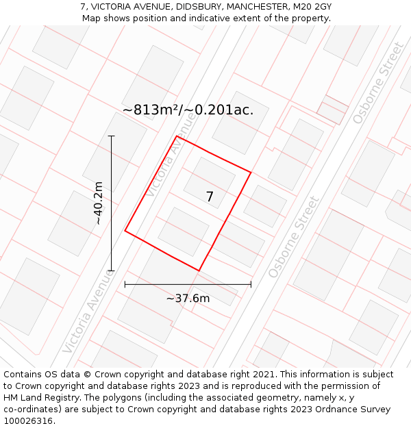 7, VICTORIA AVENUE, DIDSBURY, MANCHESTER, M20 2GY: Plot and title map