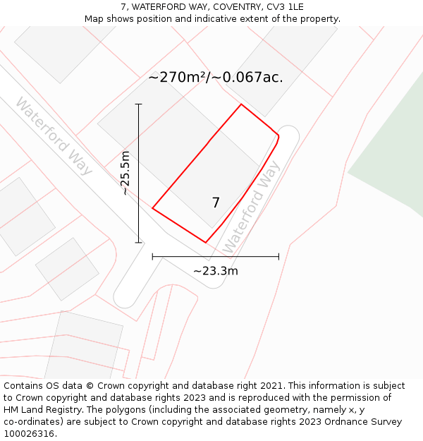 7, WATERFORD WAY, COVENTRY, CV3 1LE: Plot and title map