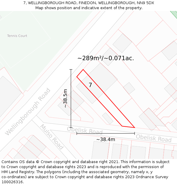 7, WELLINGBOROUGH ROAD, FINEDON, WELLINGBOROUGH, NN9 5DX: Plot and title map