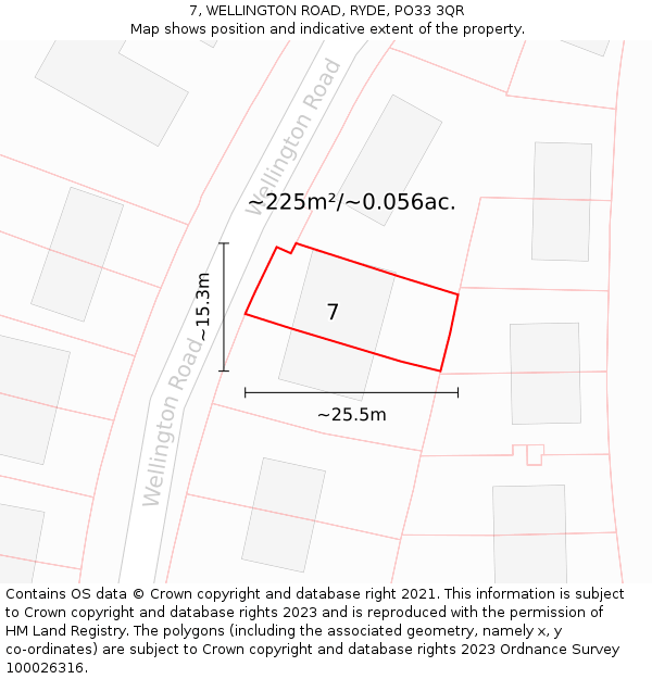 7, WELLINGTON ROAD, RYDE, PO33 3QR: Plot and title map