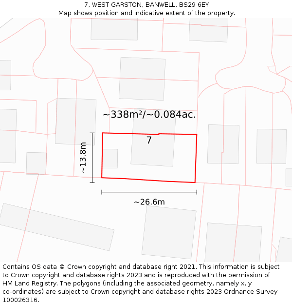 7, WEST GARSTON, BANWELL, BS29 6EY: Plot and title map