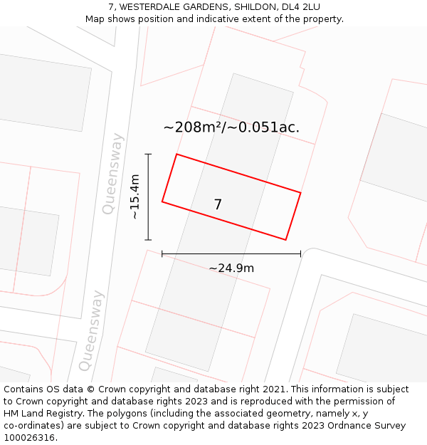 7, WESTERDALE GARDENS, SHILDON, DL4 2LU: Plot and title map