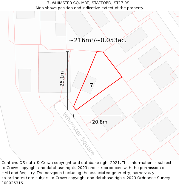 7, WHIMSTER SQUARE, STAFFORD, ST17 9SH: Plot and title map