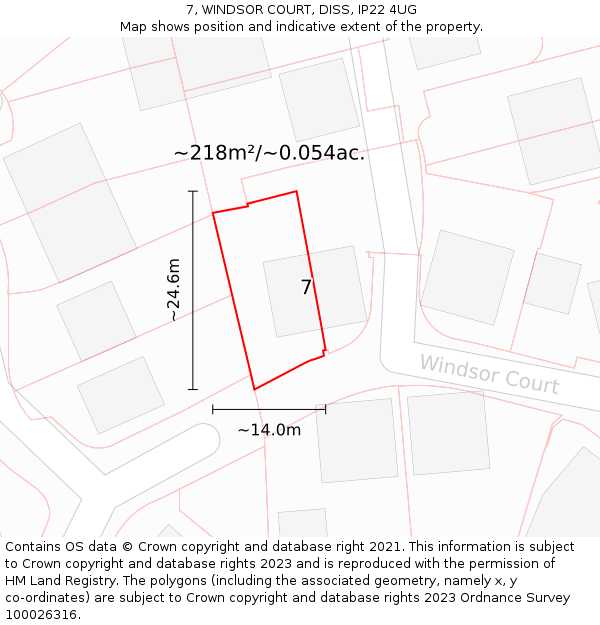 7, WINDSOR COURT, DISS, IP22 4UG: Plot and title map