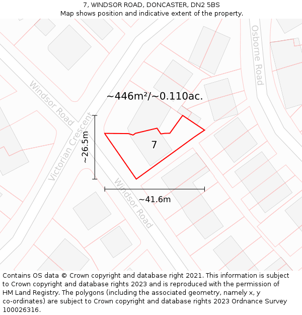 7, WINDSOR ROAD, DONCASTER, DN2 5BS: Plot and title map