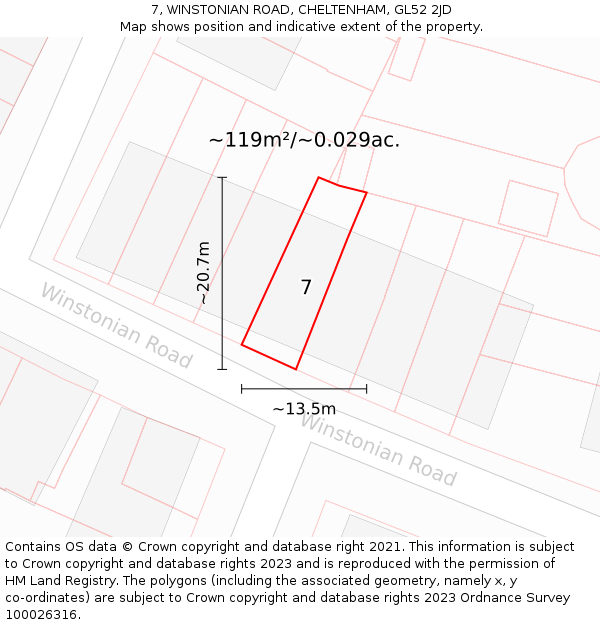 7, WINSTONIAN ROAD, CHELTENHAM, GL52 2JD: Plot and title map