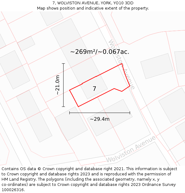 7, WOLVISTON AVENUE, YORK, YO10 3DD: Plot and title map