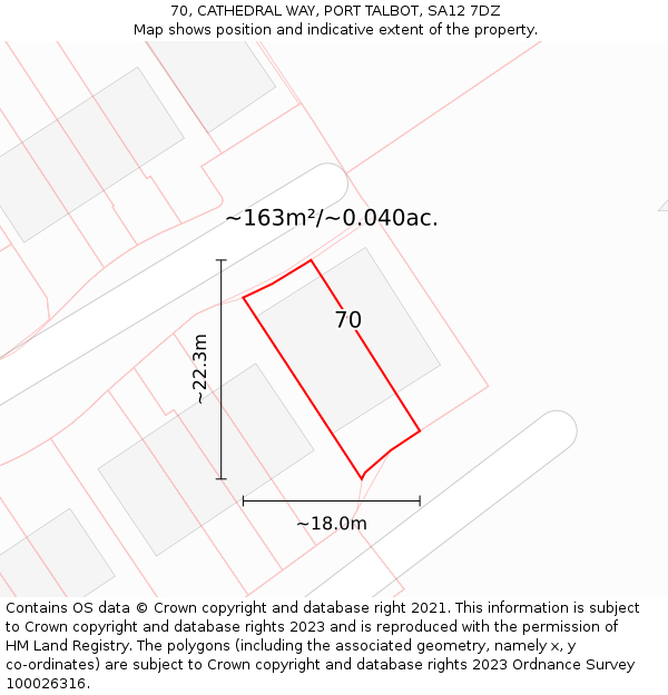 70, CATHEDRAL WAY, PORT TALBOT, SA12 7DZ: Plot and title map