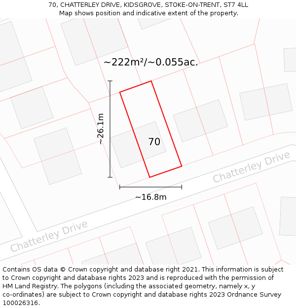 70, CHATTERLEY DRIVE, KIDSGROVE, STOKE-ON-TRENT, ST7 4LL: Plot and title map