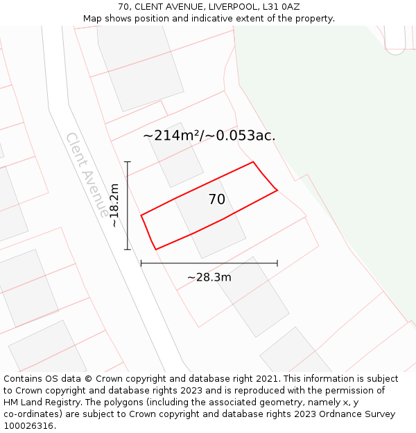 70, CLENT AVENUE, LIVERPOOL, L31 0AZ: Plot and title map