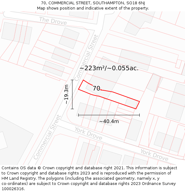 70, COMMERCIAL STREET, SOUTHAMPTON, SO18 6NJ: Plot and title map