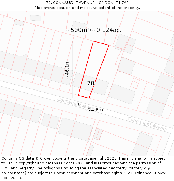 70, CONNAUGHT AVENUE, LONDON, E4 7AP: Plot and title map