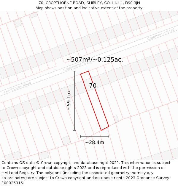 70, CROPTHORNE ROAD, SHIRLEY, SOLIHULL, B90 3JN: Plot and title map