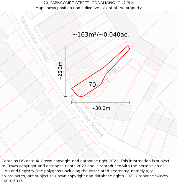 70, FARNCOMBE STREET, GODALMING, GU7 3LN: Plot and title map