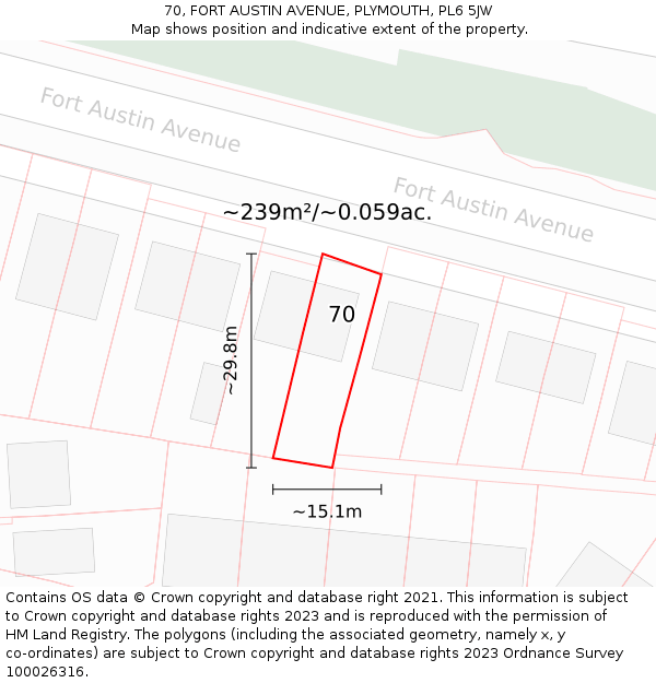 70, FORT AUSTIN AVENUE, PLYMOUTH, PL6 5JW: Plot and title map
