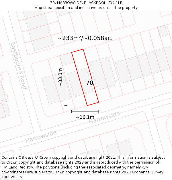 70, HARROWSIDE, BLACKPOOL, FY4 1LR: Plot and title map