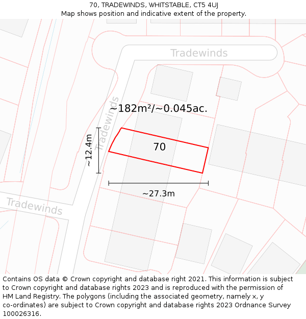 70, TRADEWINDS, WHITSTABLE, CT5 4UJ: Plot and title map