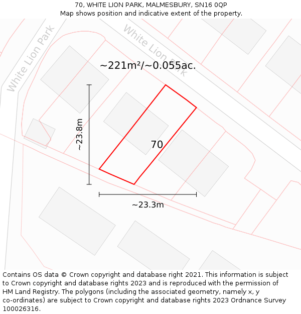 70, WHITE LION PARK, MALMESBURY, SN16 0QP: Plot and title map