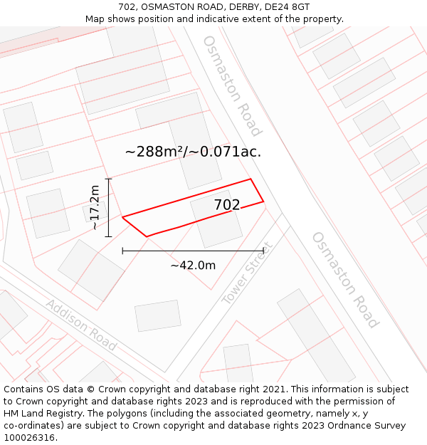 702, OSMASTON ROAD, DERBY, DE24 8GT: Plot and title map