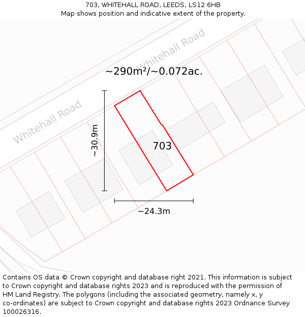 703, WHITEHALL ROAD, LEEDS, LS12 6HB: Plot and title map