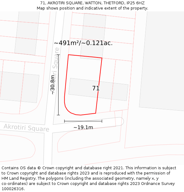 71, AKROTIRI SQUARE, WATTON, THETFORD, IP25 6HZ: Plot and title map